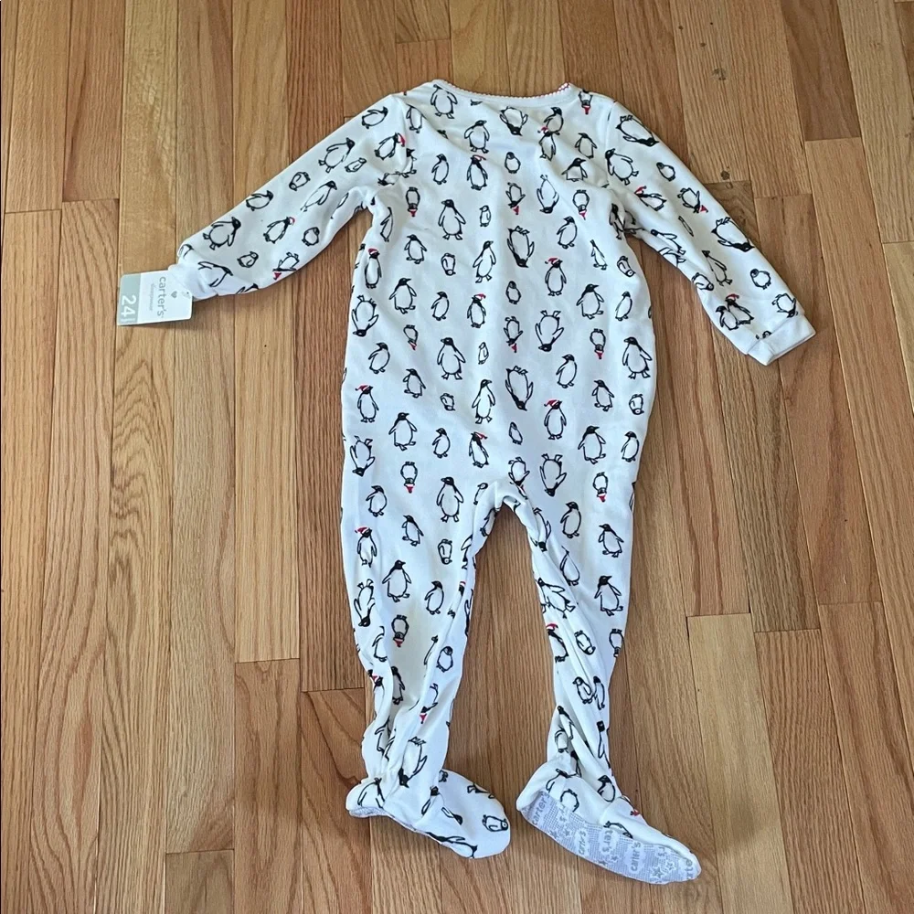 Carter's Bodysuit Footie Baby Girl 24M White Black Penguin Print One Piece NWT - Picture 6 of 7